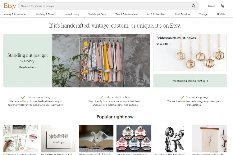 Alternatives to Amazon For Online Fashion Shopping: Etsy